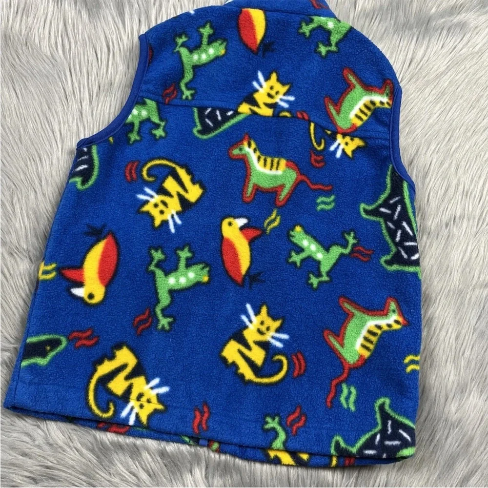 Vintage Columbia Blue Animal Fleece Vest Kids 4/5